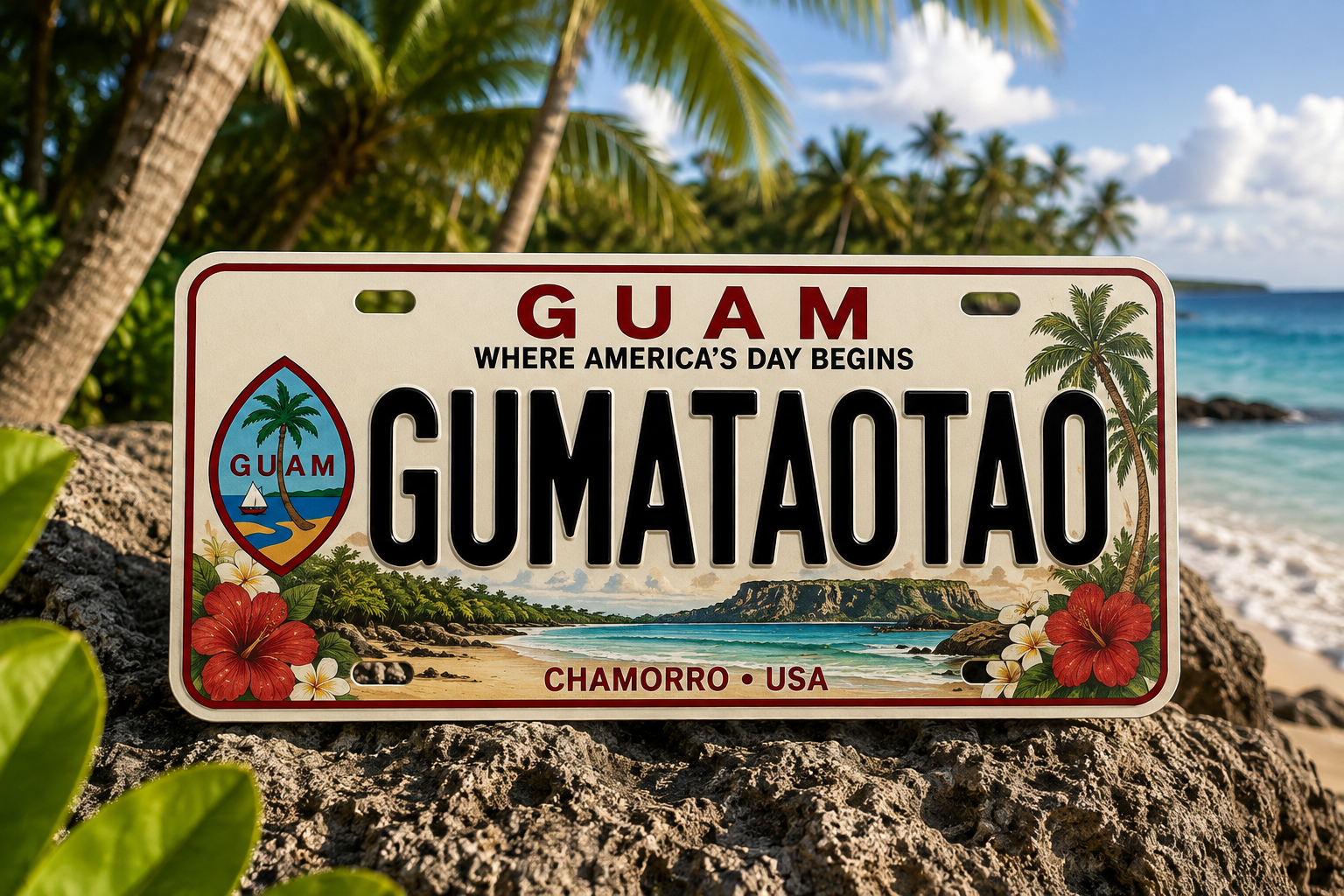 Personalized Guam Family Name Licensed Plate Sticker (1)